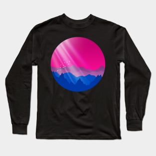 Bisexual Sunrise Mountains Landscape Long Sleeve T-Shirt